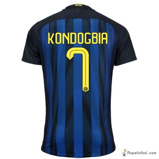 Camiseta Inter de Milán Replica Primera Ropa Kondogbia 2016/17 Marino Azul